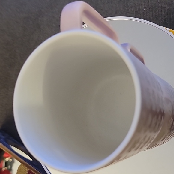 Market Finds Debossed Ivory Paw Prints Pastel Pink Ceramic Coffee Mug - Picture 4 of 4